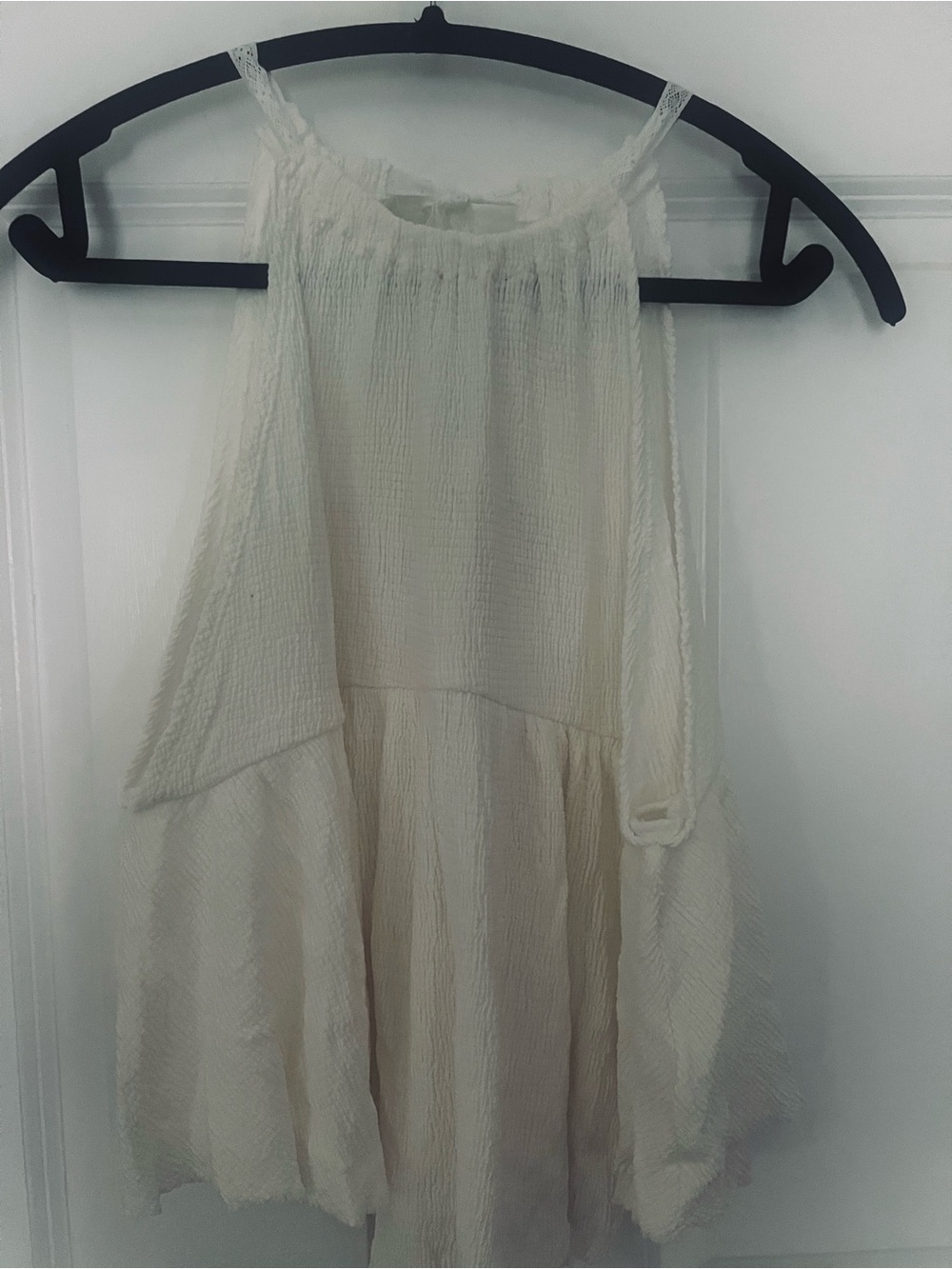 Cream Textured Spaghetti Strap top